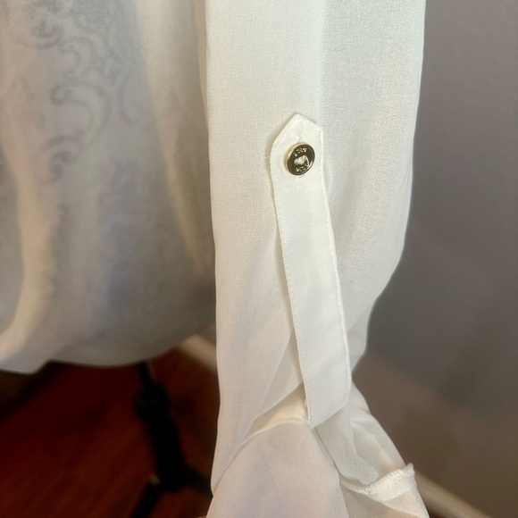 BCBGMAXAZRIA Faux Wrap See Through Blouse - Picture 3 of 7